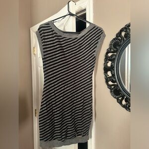 Vintage Guess Jeans Black and Gray Striped Sleeveless Knit Y2K Dress